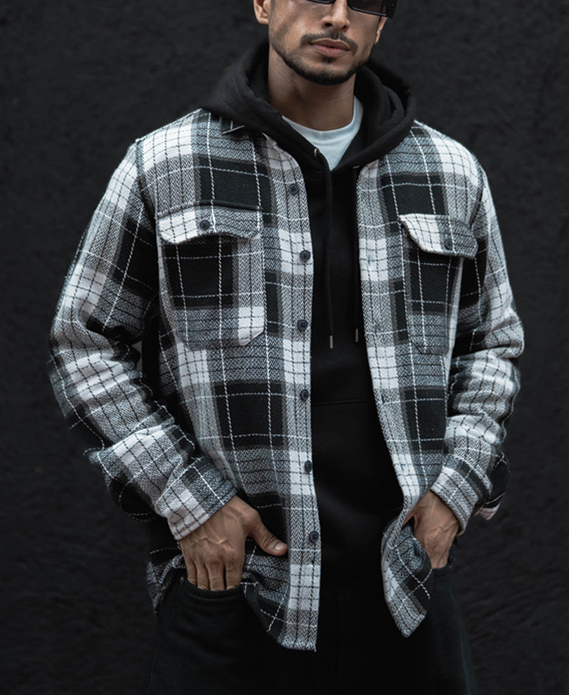 Black And White Checks Regular Fit Full Sleeves Shirt