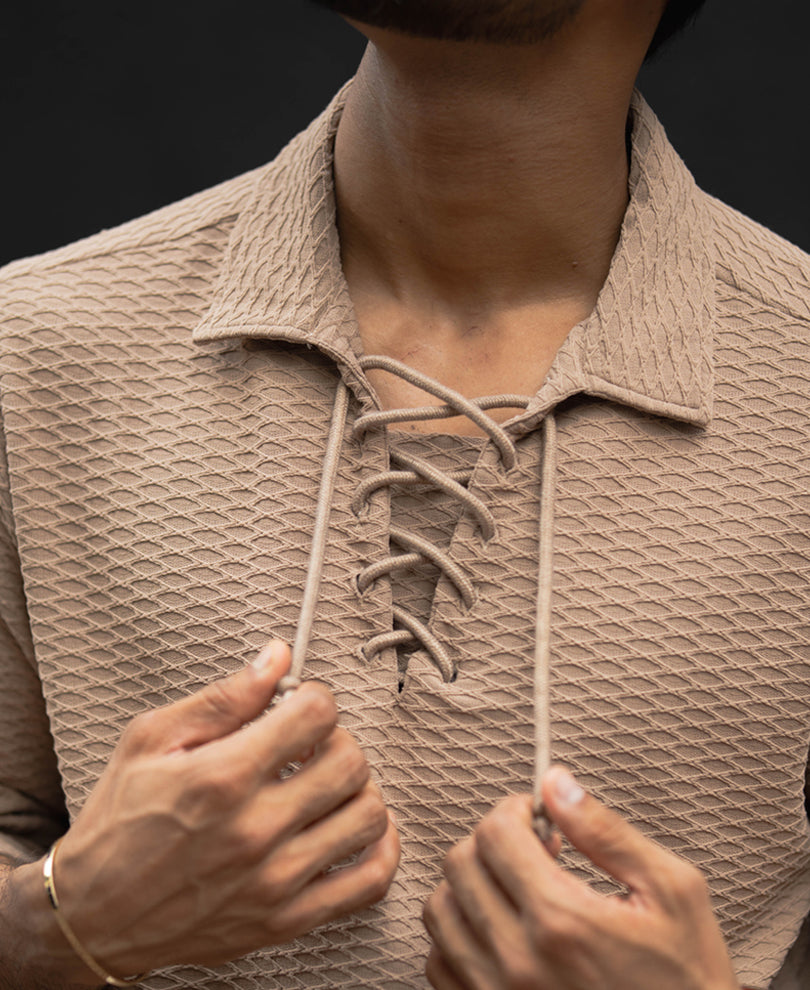 Coffee Regular Fit Full Sleeves Shirt