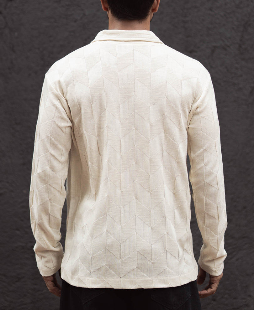 Off White Regular Fit Full Sleeves Shirt