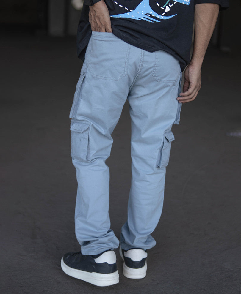 Sky Blue Baggy Fit Cargo Pant