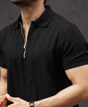 Black Structured Half Sleeves T-Shirt