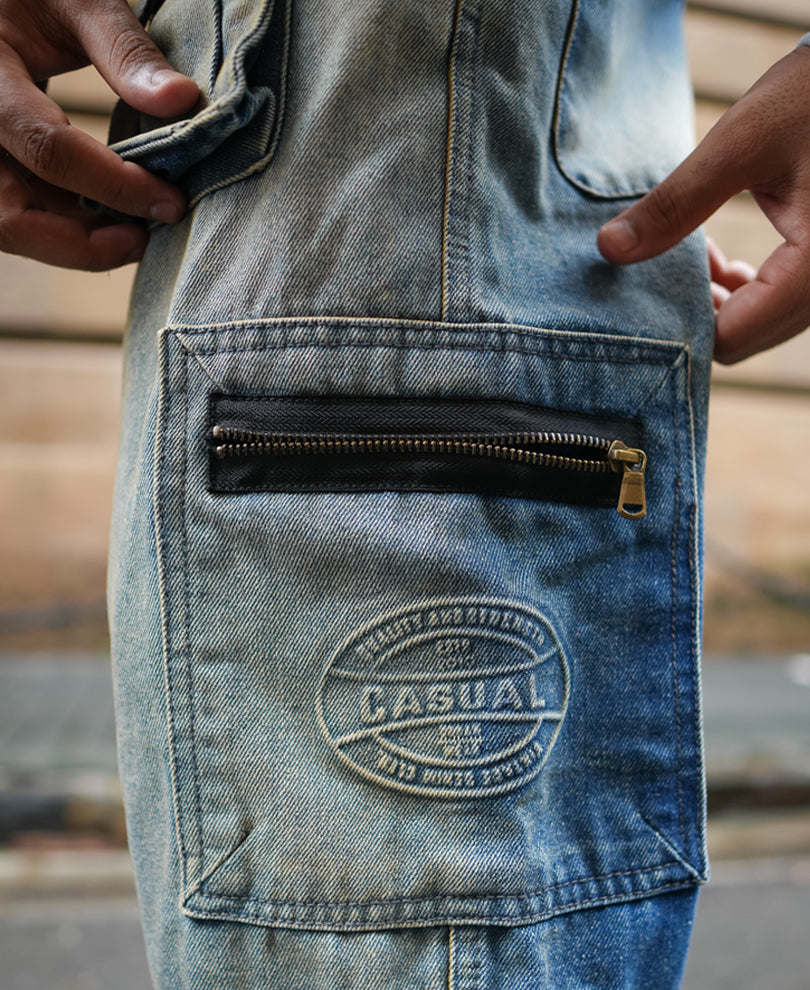 Blue Baggy Fit Cargo Denimã‚Â Jeans