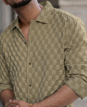 Olive Structured Full Sleeves Regular Fit Shirt