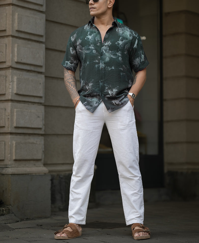 Black Regular Fit Half Sleeves Shirt