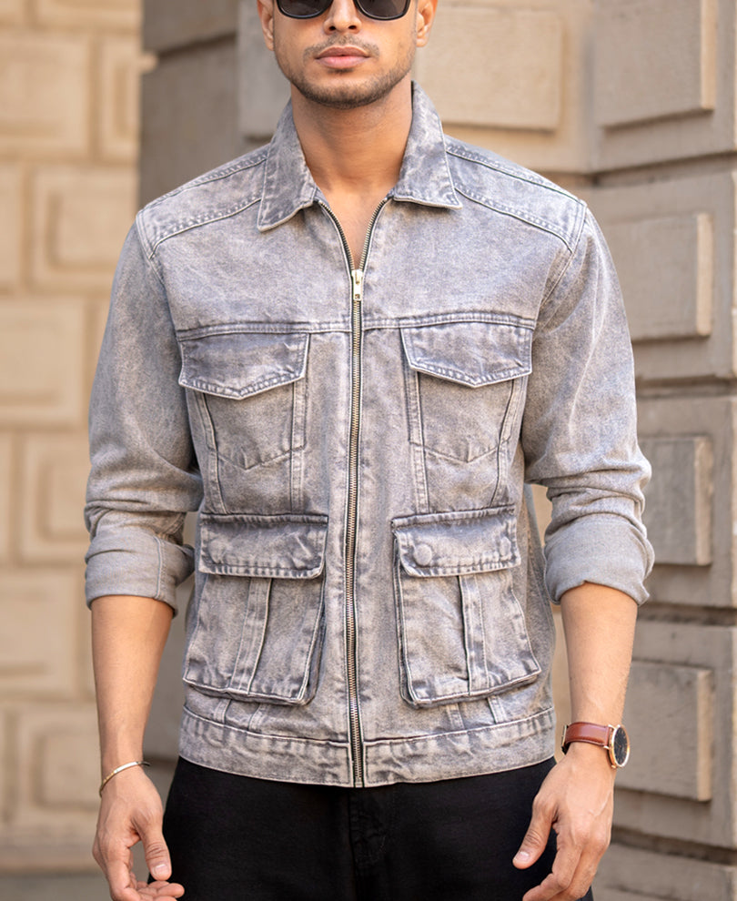 Grey Utility Denim Jacket