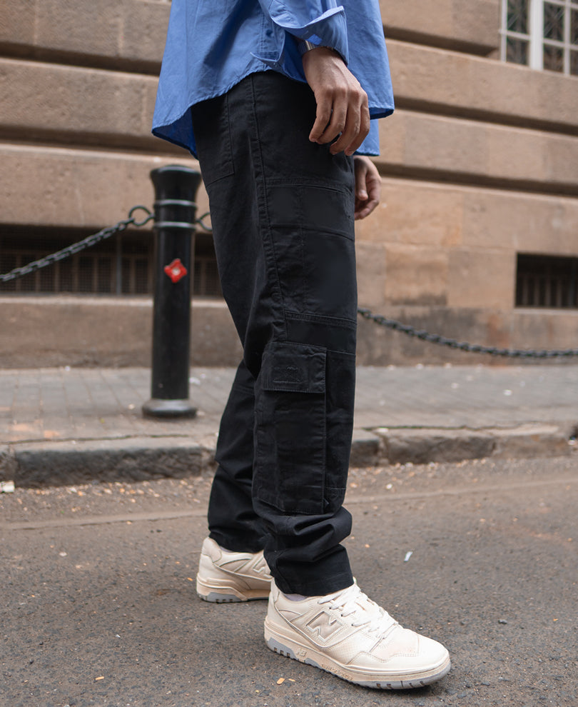 Black Regular Fit Cotton Cargo Pant