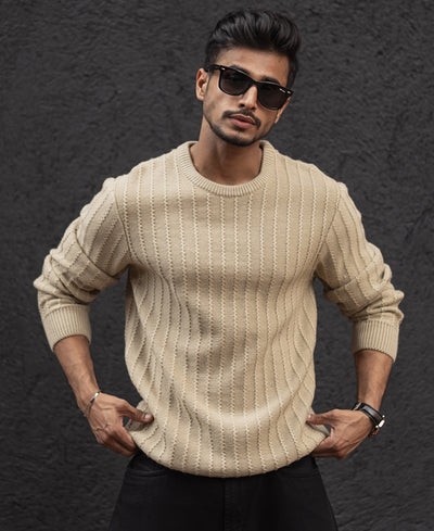 Light Camel Regular Fit Full Sleeves T-Shirt