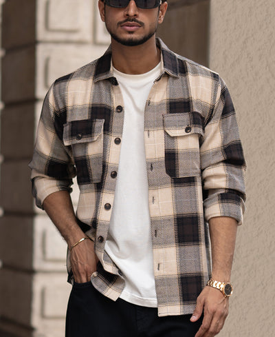 Multi Colour Checked Full Sleeves Regular Fit Shirt With Double Pockets