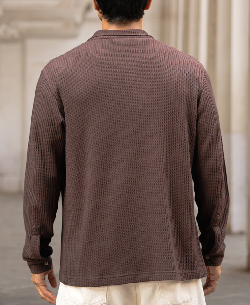 Dark Brown Full Sleeves Regular Fit Shirt