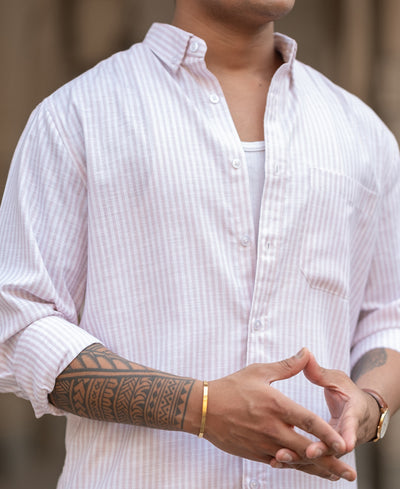 Dusty Pink Striped Shirt.
