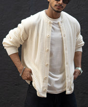 Off White Regular Fit Full Sleeves Sweater Jacket