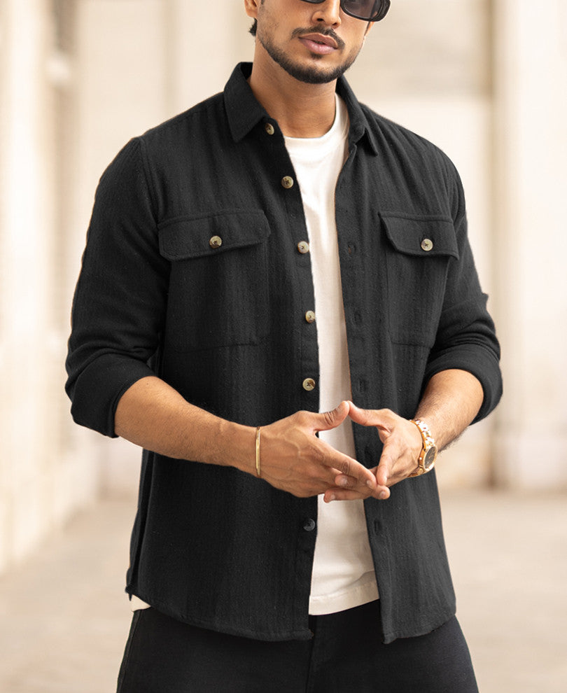 Black Flannel Overshirt