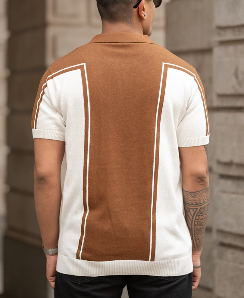 Brown Regular Fit Half Sleeves Knit T-Shirt