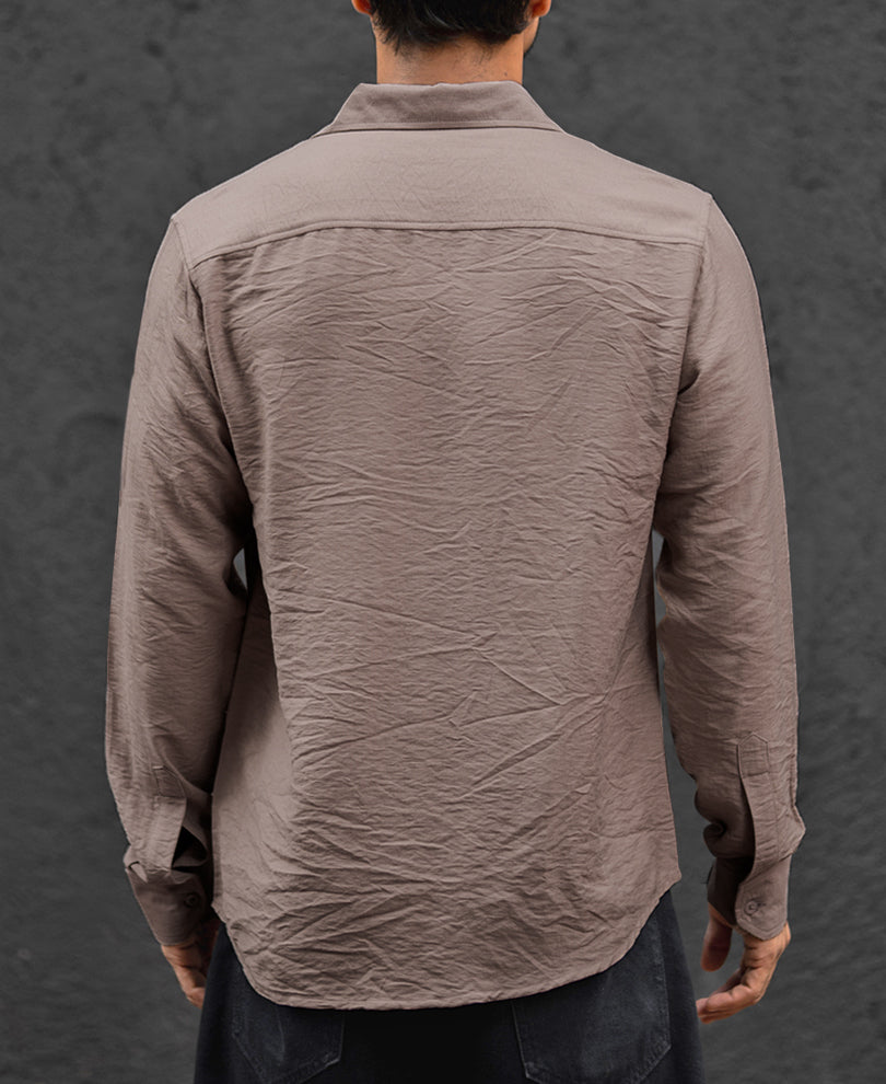 Coffee Plain Regular Fit Full Sleeves Shirt