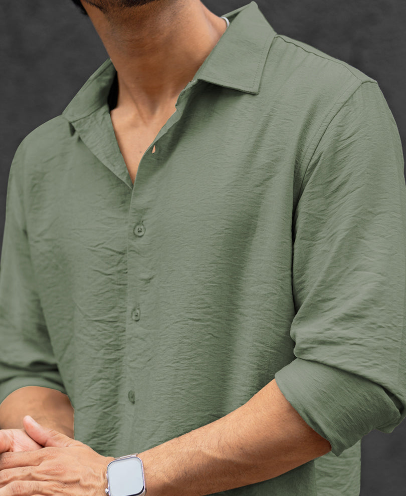 Light Green Regular Fit Full Sleeves Shirt
