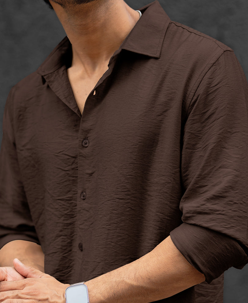 Brown Full Sleeves Regular Fit Shirt