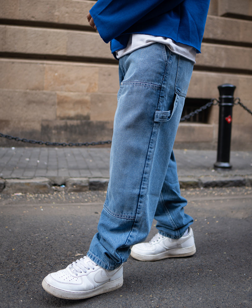 Blue Baggy Fit Basic Denim Jeans