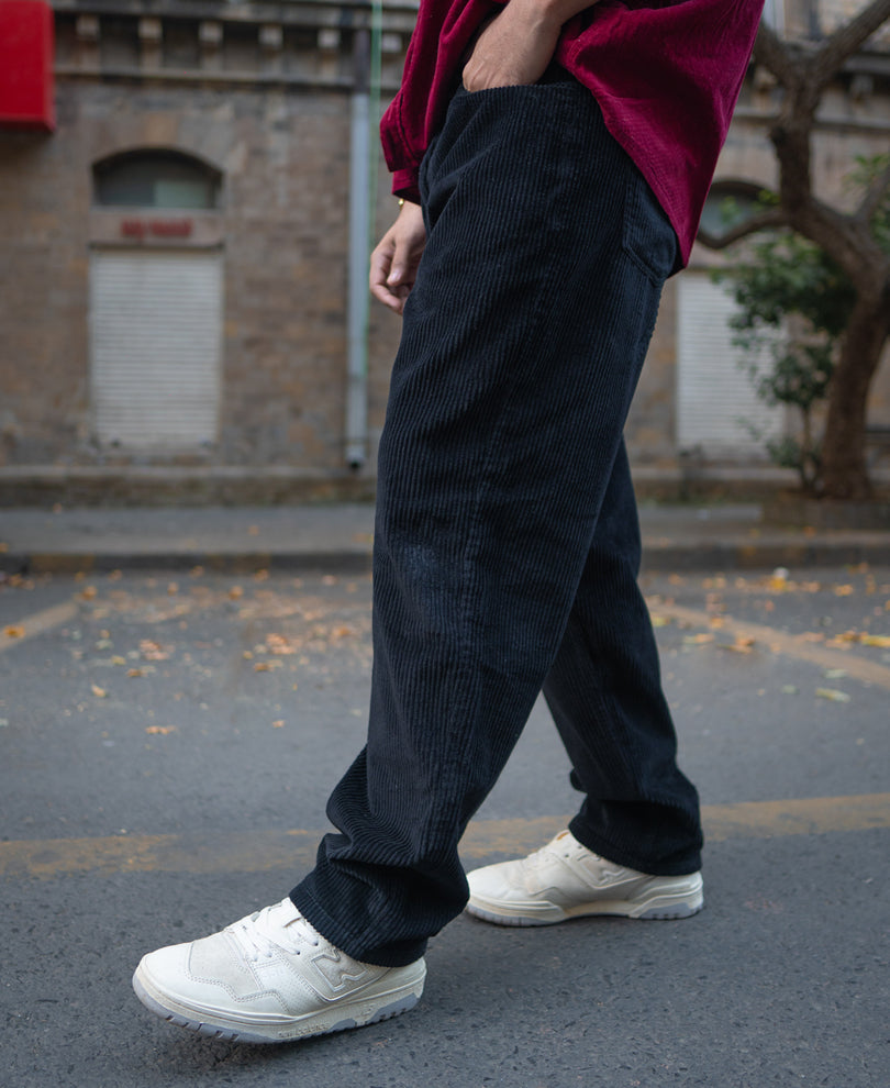 Black Corduroy Baggy Fit Pant