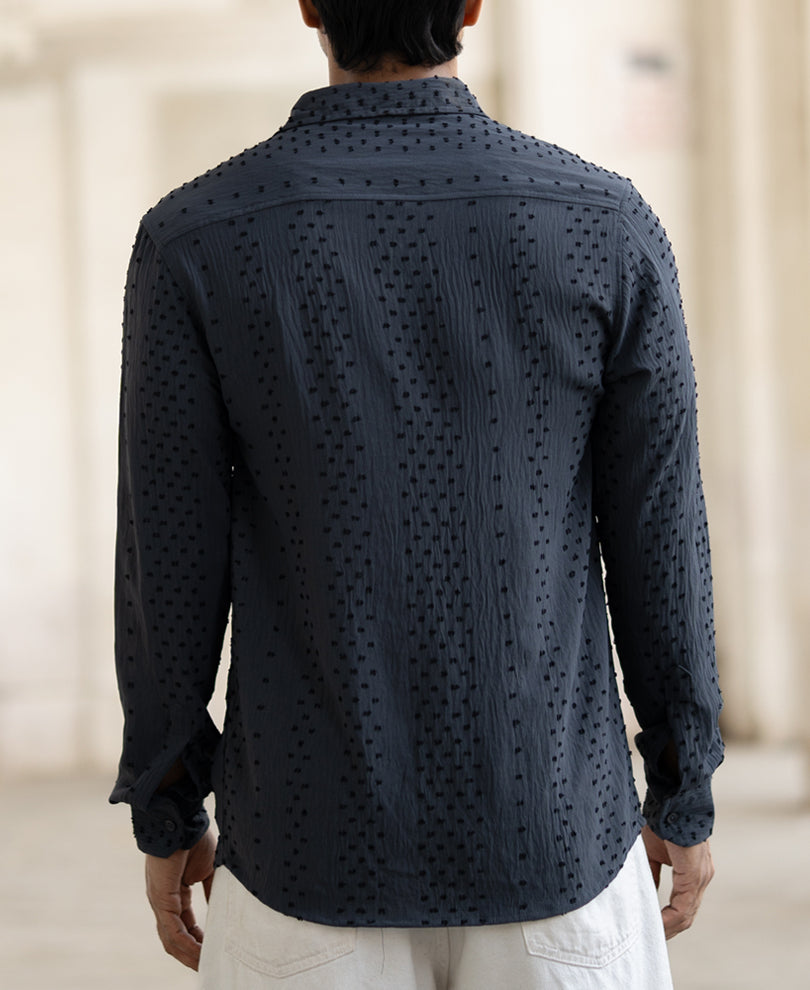 Grey Structured Flowy Shirt