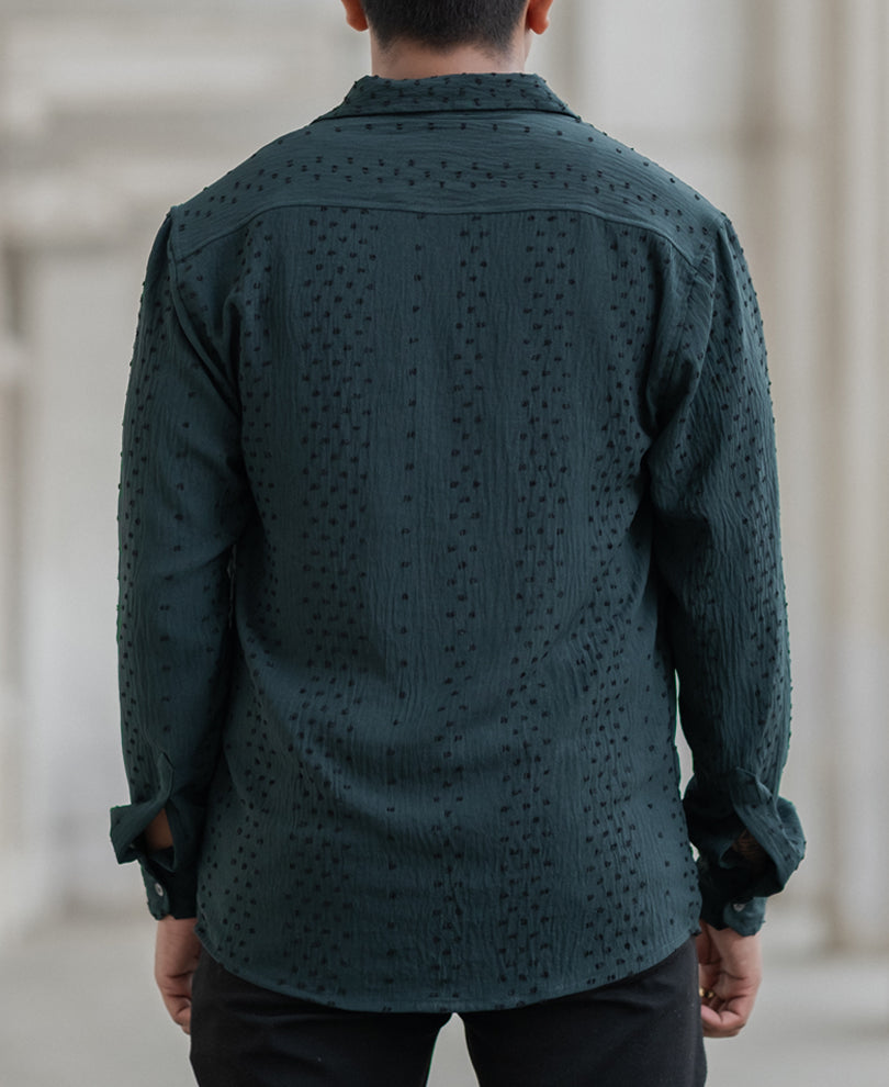 Green Structured Flowy Shirt