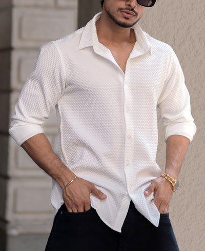 White Structure Regular Fit Shirt