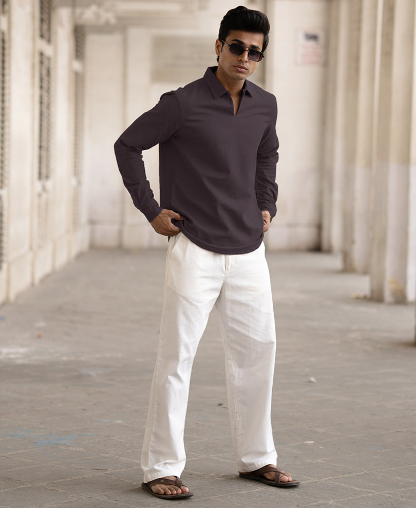 Maroon Kurta Style Regular Fit Full Sleeves Shirt
