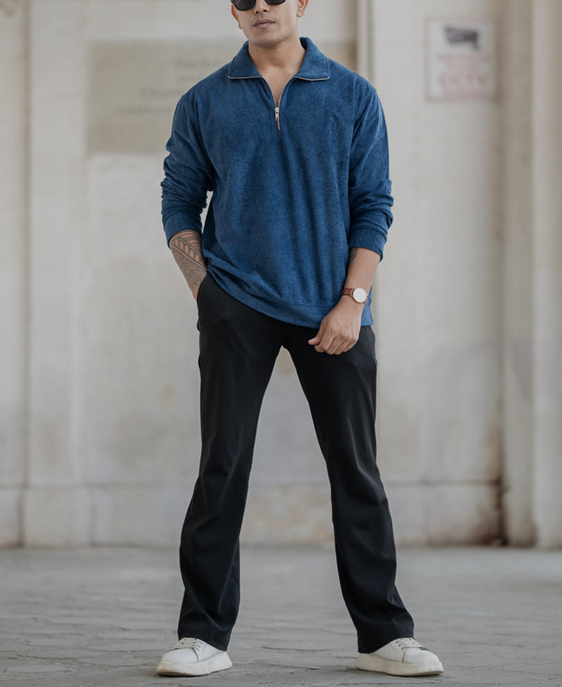 Navy Quarter Zip Polo T-Shirt