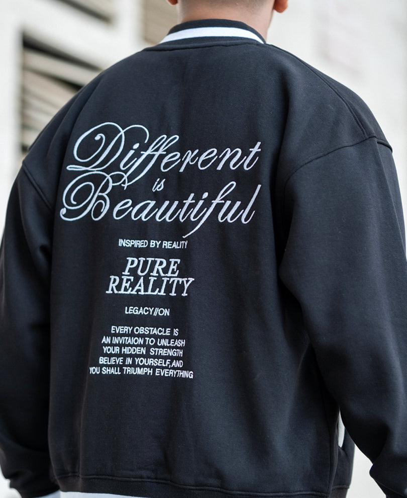 Black Embroidered Varsity Jacket
