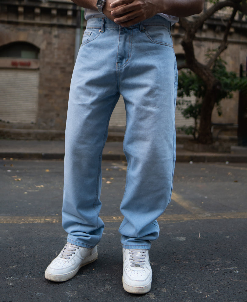 Sky Blue Baggy Fit Jeans