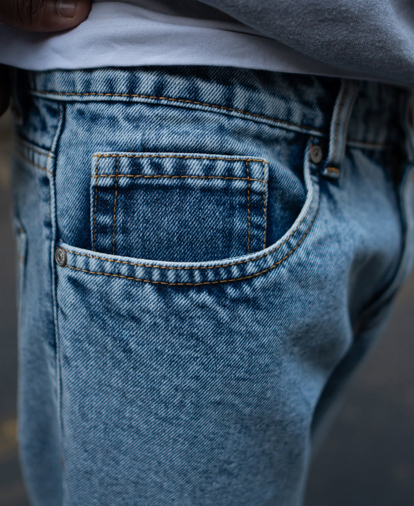 Light Blue Baggy Fit Basic Denim Jeans