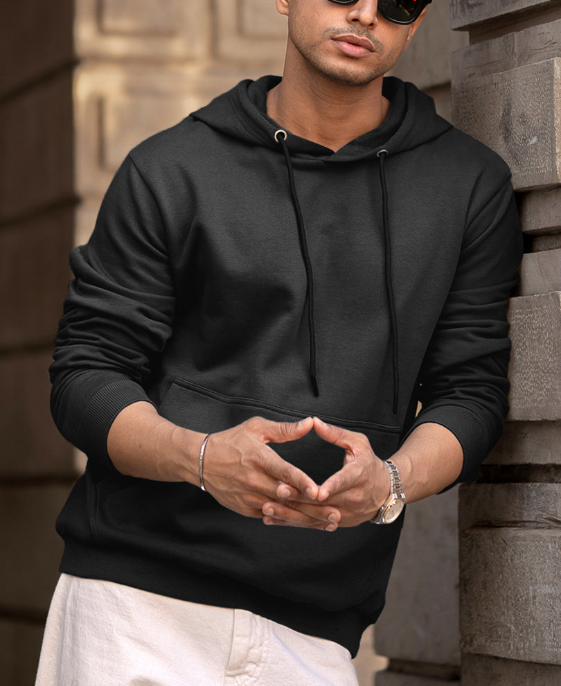 Black Regular Fit Hoodie Style Sweatshirt