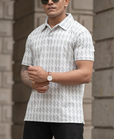 Grey Structured Polo Regular Fit T-Shirt