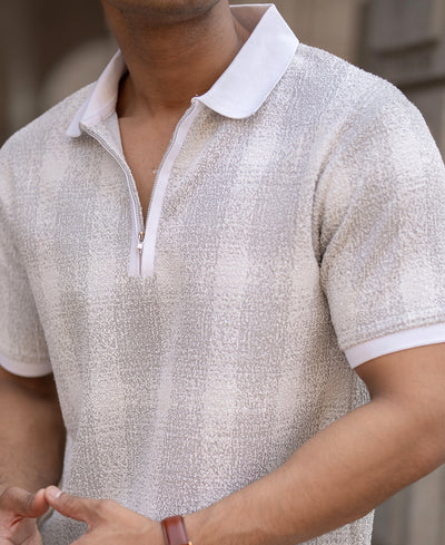 Grey Checks Polo T-Shirt