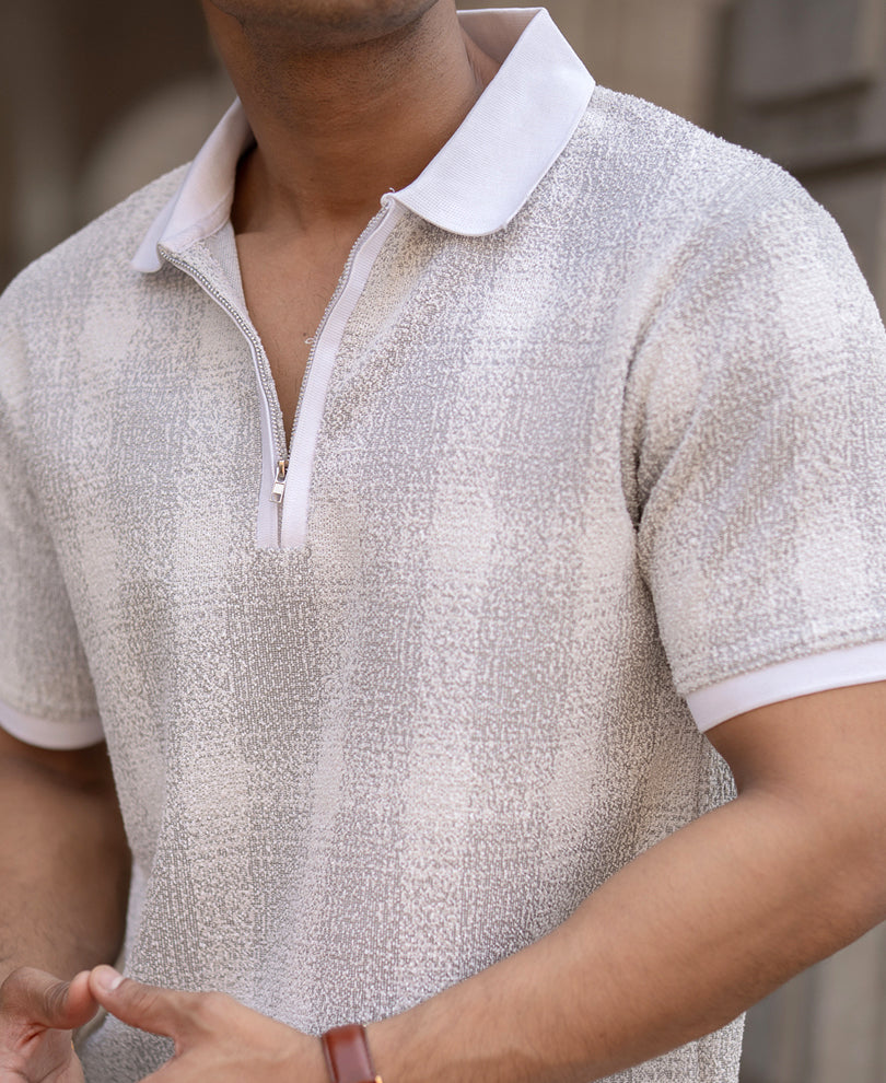Grey Checks Polo T-Shirt