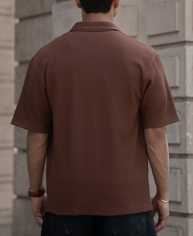 Cocoa Brown Oversized Half Sleeves Shirt