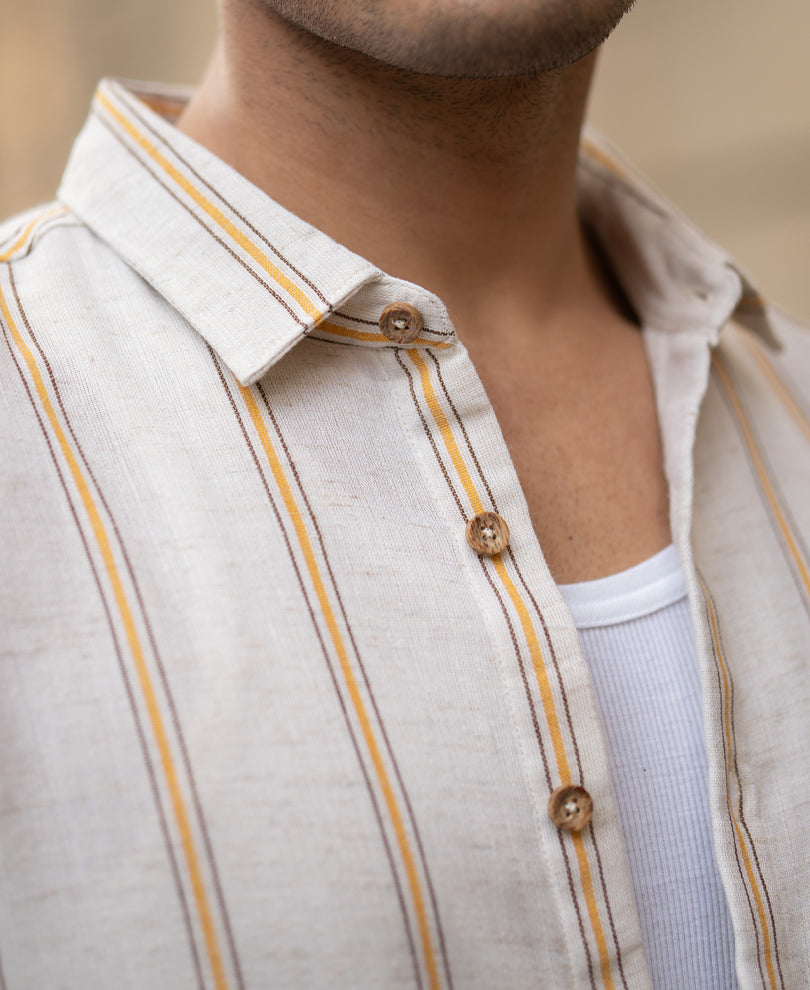Natural Broad Striped Shirt.