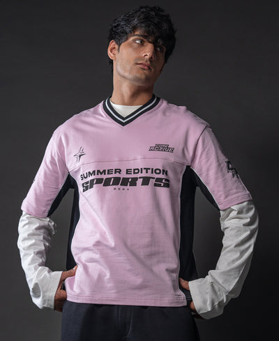 Light Pink Panelled Sport T-Shirt.