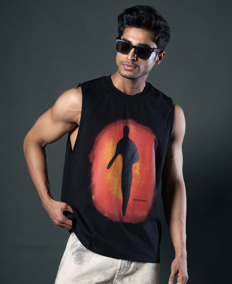 Black Graphic Tank Top