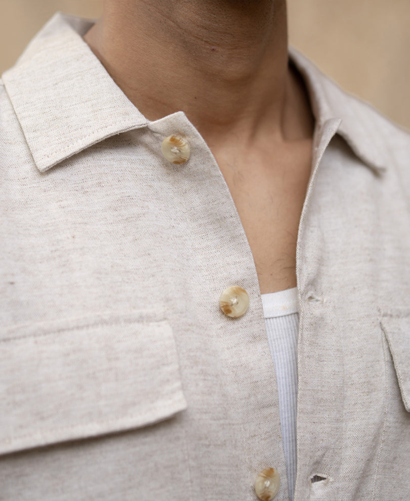 Natural Linen Double Pocket Shirt