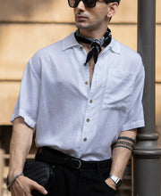White Boxy Fit Linen Blend Shirt.