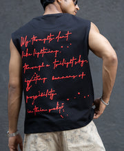 Black Slogan Print Vest.