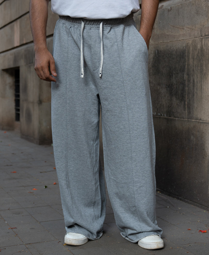 Grey Melange Baggy Trackpants
