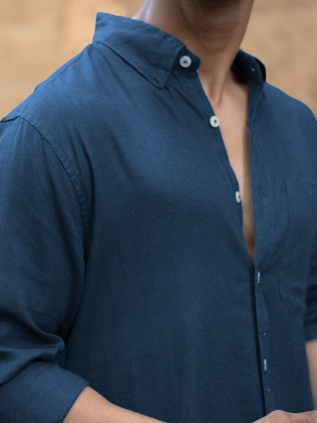 Royal Blue Linen Blend Shirt