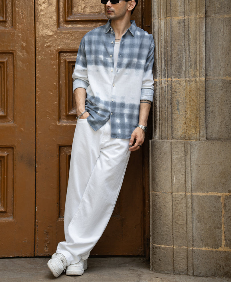 Blue Abstract Print Shirt.