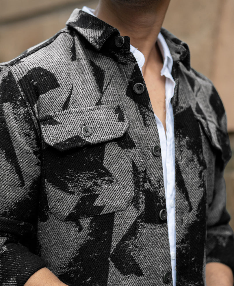 Grey Jacquard Overshirt