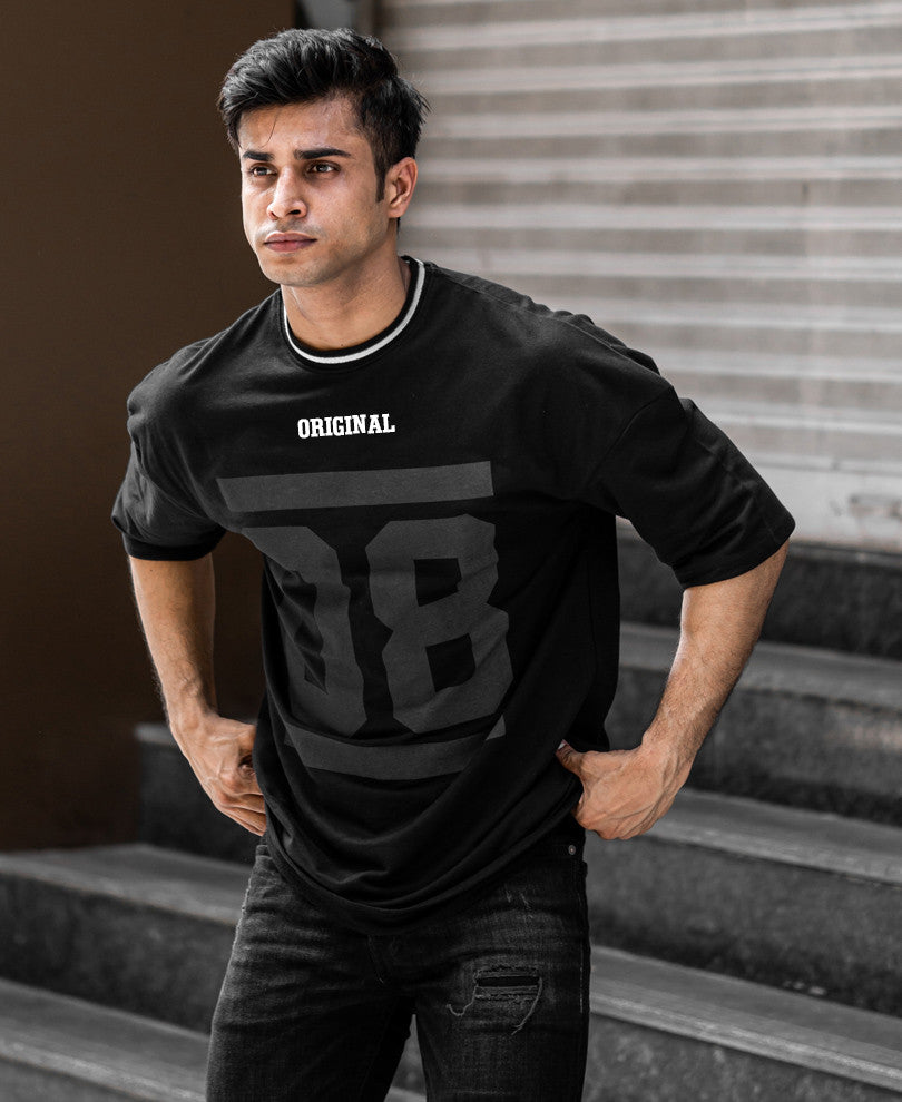 Black 08 Original Oversize Drop Shoulder T Shirt