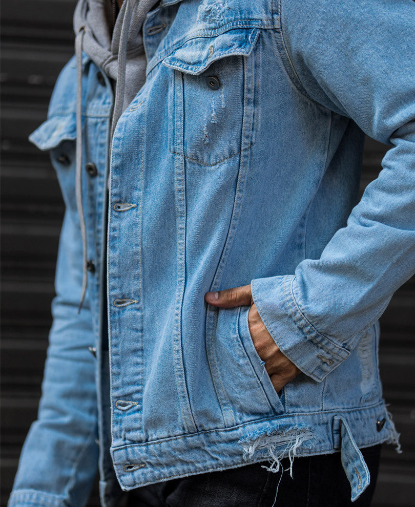 Light Blue Ripped Denim Jacket