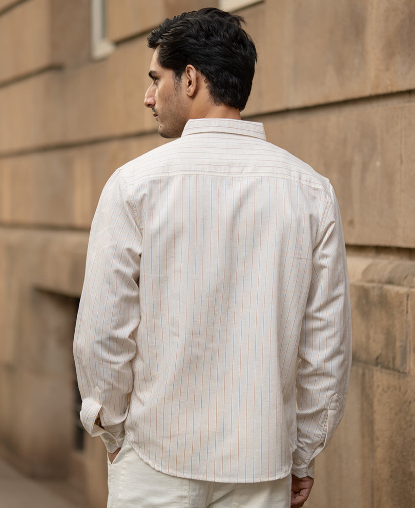 Mustard & Beige Linen Stripe Shirt