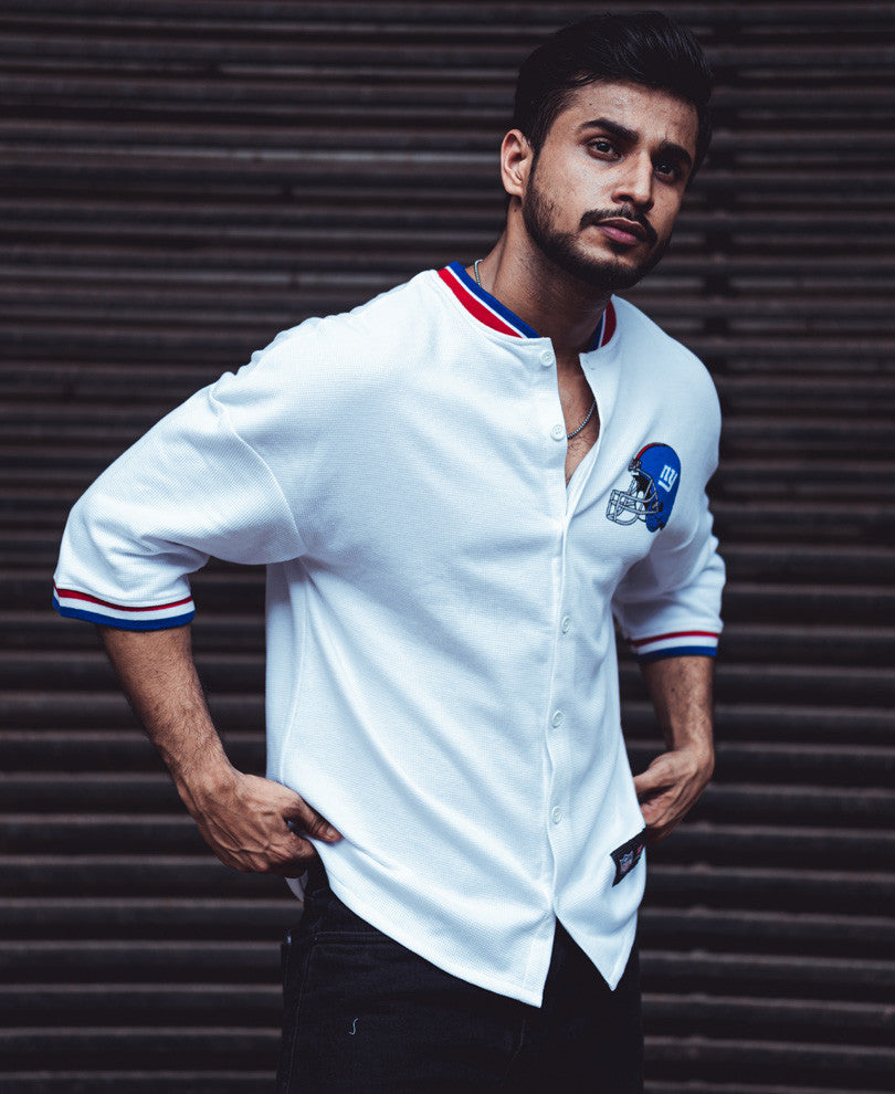 White Baseball Oversize Drop Shoulder T Shirt