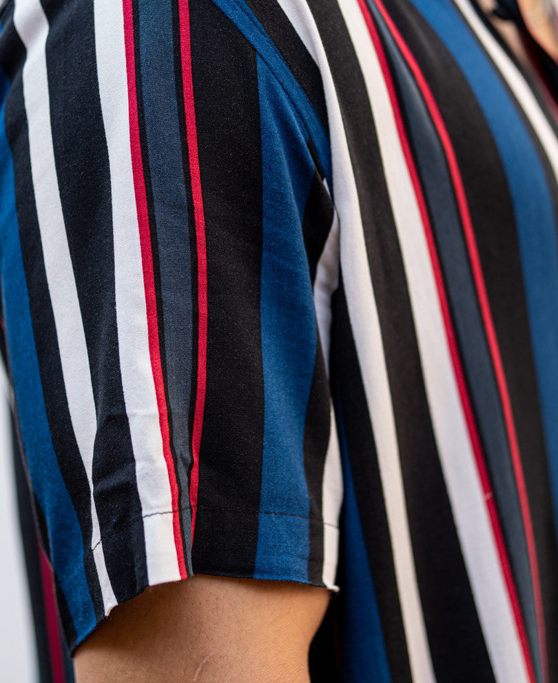 Multi Vertical Striped Half Sleeves Shirt